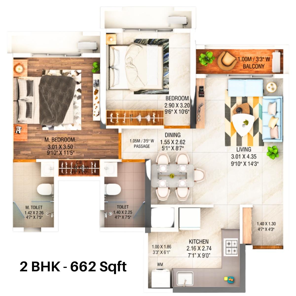 Dosti-West-County-Olive-Wing-B-Floor-Plan-2-BHK-662-sqft